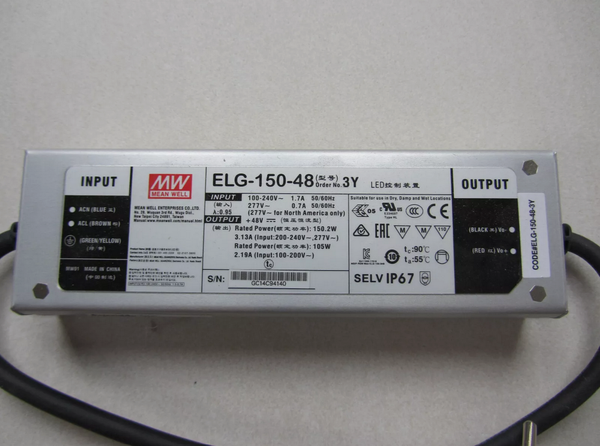 Mean Well ELG-150-48-3Y LED Netzteil 150W 48V 3.13A IP67, Aktive PFC-image