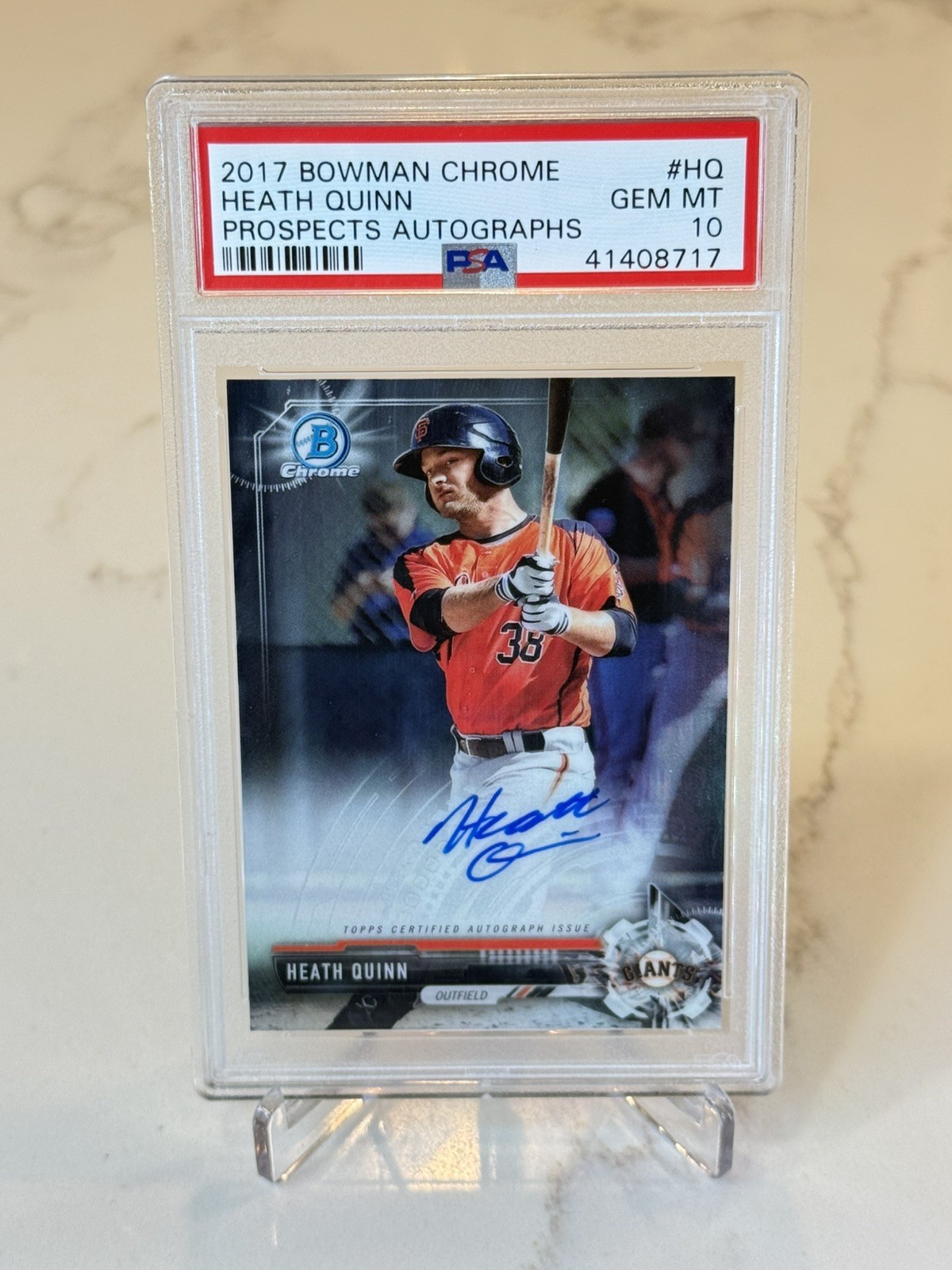 Heath Quinn - 2017 Bowman Chrome Prospects Autographs Rookie RC PSA 10 - Giants