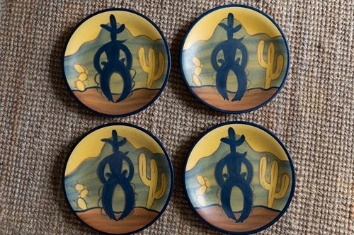 4-Stangl Art Pottery 10 " Cowboy & Catus Ranger Plates