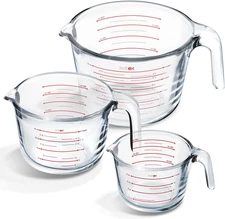 Glass Measuring Cups Set of 3 - Liquid Measuring Cups, Glass Measuring Cup Set -