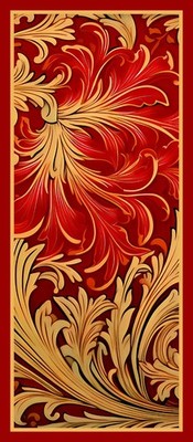 Rich Red and Gold Flourish - Photo Bookmark - 2.5 x 6 in