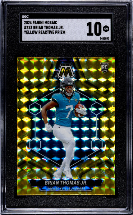 2024 Panini Mosaic #323 Brian Thomas Jr. Mosaic Reactive Yellow SGC 10