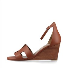 Hermès LEGEND Leather Wedge Sole Sandals 37 Ladies' Brown 172196Z Strap There is