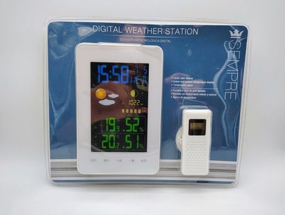 Sempre Radio-Controlled Digital Weather Station Forecast White Color Screen