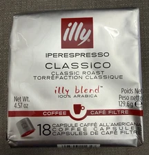 ILLY IPERESPRESSO CLASSIC ROAST 18 CAPSULES Best By 12/2026