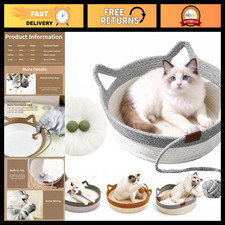 Handwoven Cat Basket - Stimulic Grey Medium Pet Bed for Cats Kittens