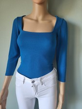 Guess Tasha square neck Bodysuit blue Size XS