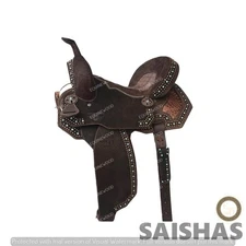 Premium Barrel Racing Western Leather Saddle Set Hand Tooled with Free Tack