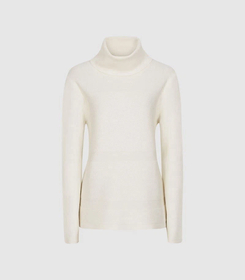 Reiss Cream Shea Texture Rollneck Jumper Size UK S SMALL £145.00 - Image 4 of 4