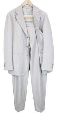 SUITSUPPLY Havana Jetted Herren Anzug UK46R Grau Slim 2-teilig Wolle Seide Leinen *