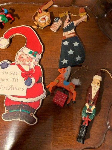 Set of 9 Vintage Christmas Wooden Decorations Ornaments - Bild 3 von 11