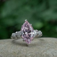 2.50Ct Baby Pink Marquise Cut CZ Women's Engagement Ring In 925 Sterling Silver