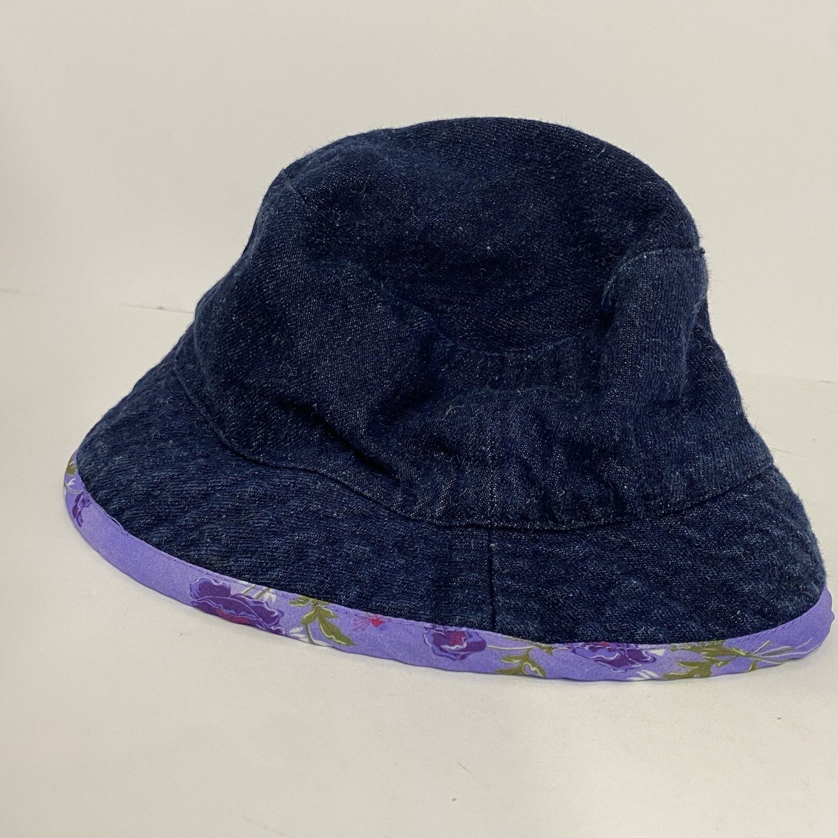 Blueberry Kate Denim Frayed Bucket Hat with Colorful Fabric Flower Accents KENSINGTON BUCKET HAT Ombre Frayed Bucket Hat by KURT GEIGER  main image 4