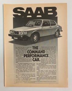 1977 Saab EMS Print Ad Original Vintage Sweden Swedish Command Performance Car