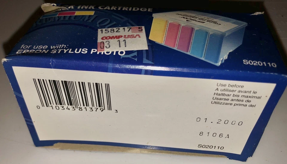 (INK SEALED)(BEAT UP OPEN BOX)Vintage Epson Stylus Color Ink Cartridge S020110 - Image 2 of 4