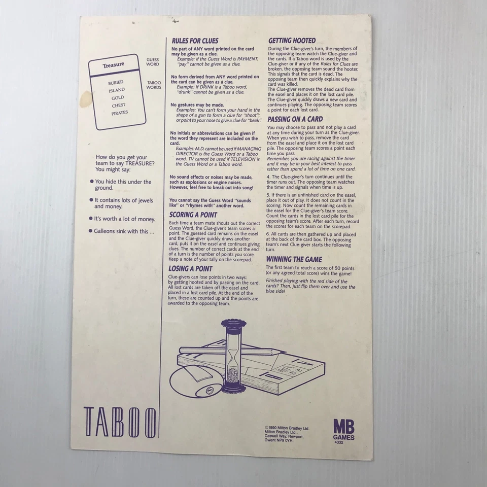 Taboo Vintage Game 1990 Milton bradley - Image 3 of 4