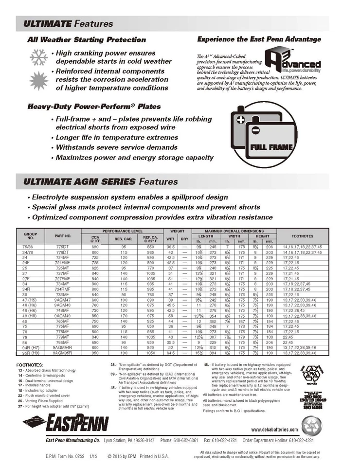 Batería DEKA GENUINA NUEVA 786MF 12 VOLTIOS 850 amperios potencia de arranque (grupo 86) Foto 3 de 3