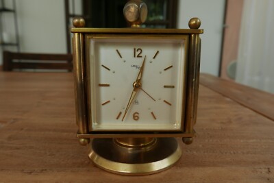 IMHOF Vintage 8 days table Mid Century Gilt Desk Clock and Weather (top condit)