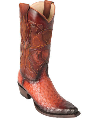 LOS ALTOS GENUINE COGNAC OSTRICH SNIP TOE WESTERN COWBOY BOOT D 94R0357