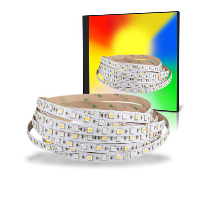 Mextronic 24V LED Streifen 5m LED Strip 5050 RGB+Warmweiß (2700K) 72W 500CM 24V 