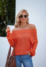 Off-Shoulder Textured Fall Sweater