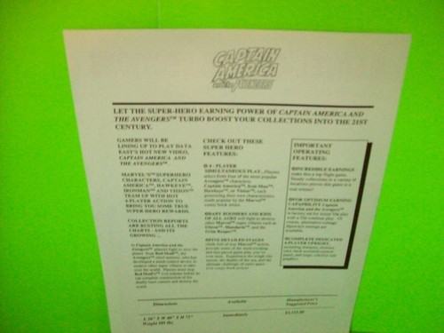 Captain America And The Avengers Arcade FLYER Original 1991 Video Game Vintage - Picture 7 of 7