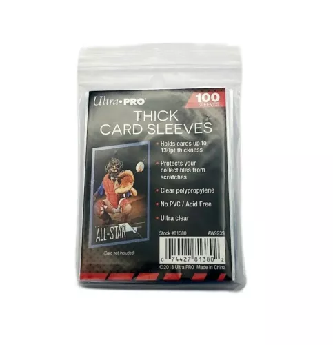 (100) Ultra Pro Card Sleeves For Thick Cards - Holds Cards Up To 130pts Thick