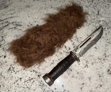 WW2 Cattargus 225Q Fighting Knife Custom BISON HIDE SHEATH Rare & Historic