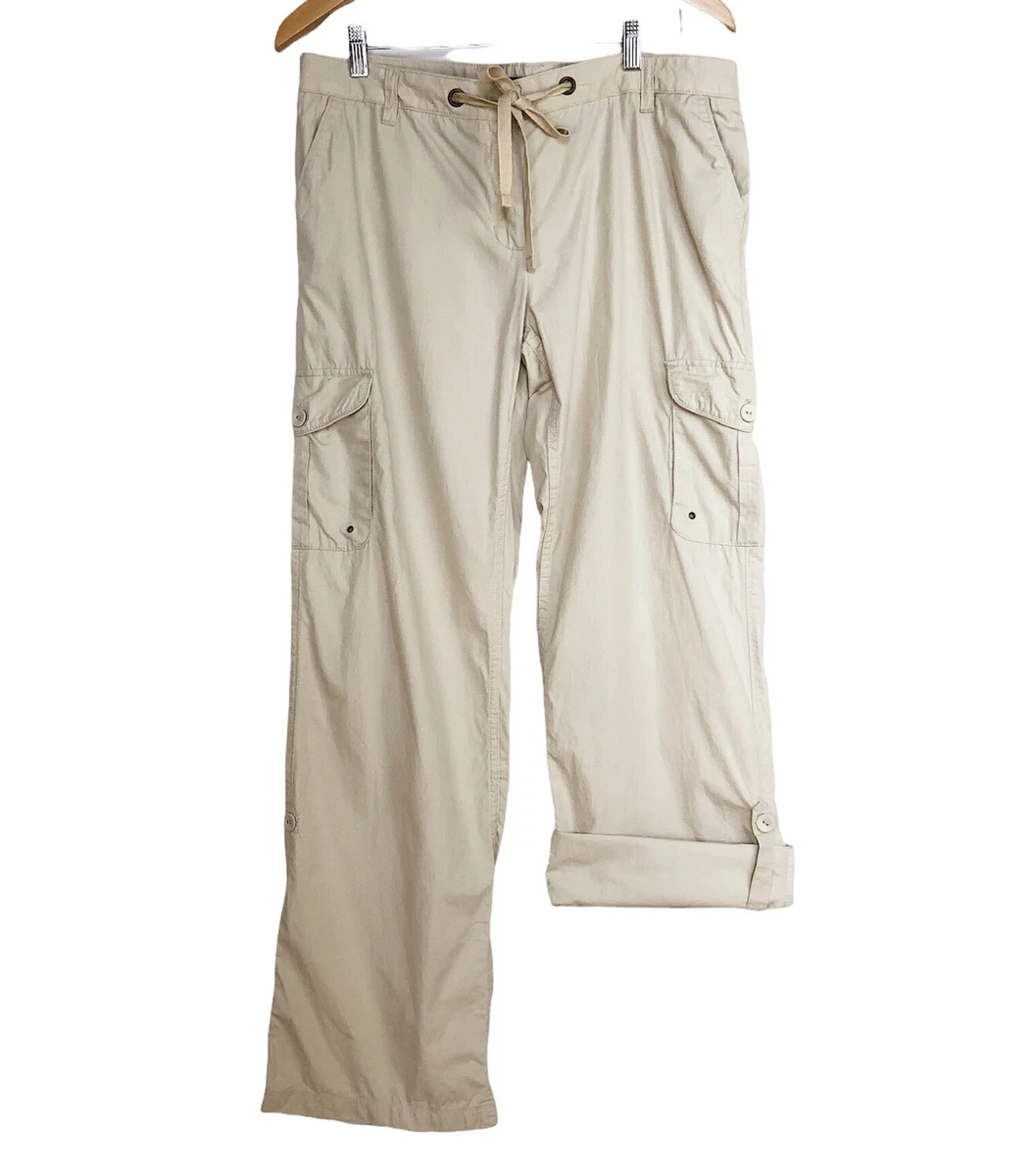 Tommy Hilfiger Convertible Cargo Pants Khaki Roll Tab Cropped Bottom Hiking 10