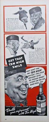 1940 Vintage Magazine Page Ad Hiram Walker s Ten High Whiskey