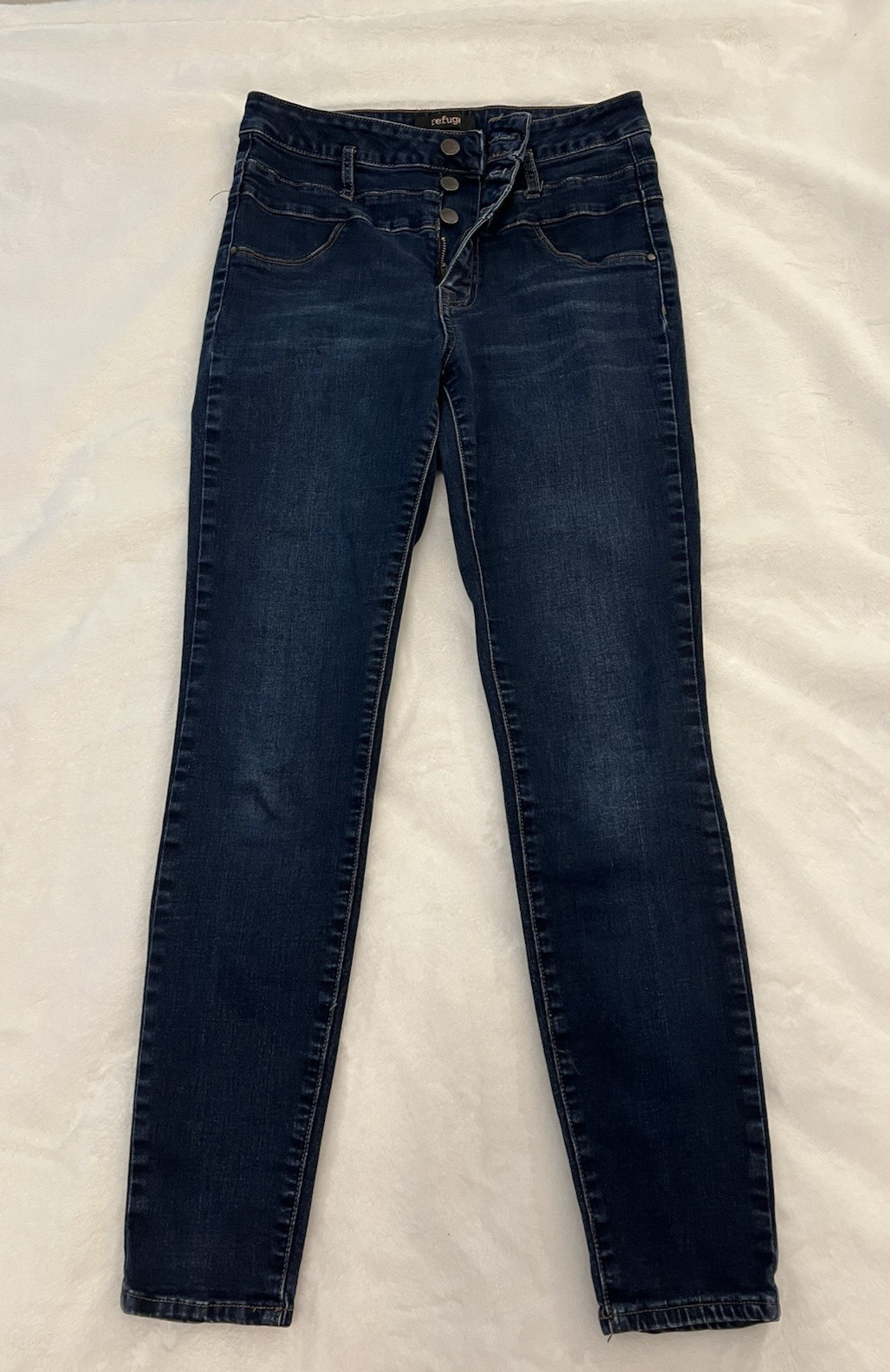 Refuge Skinny Jeans Womens Size 8 Blue Denim Stretch Pockets Button Fly