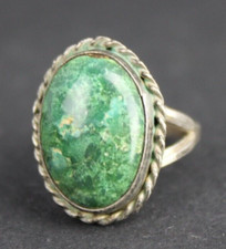 Sterling Silver  Green Turquoise Navajo Ring southwest band 925 size 5