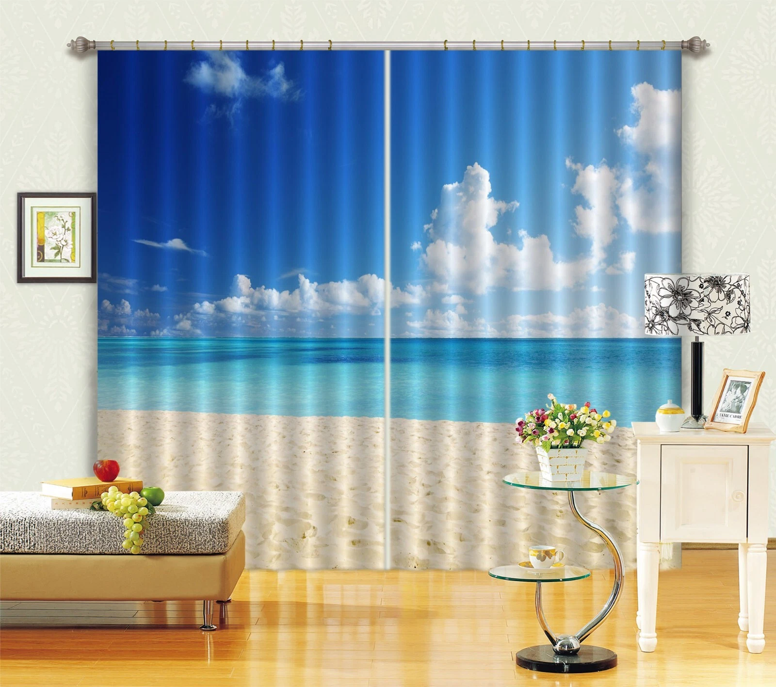 3D Beach Ocean Cloud ZHUB751 Photo Curtain Window Blockout Fabric Amy 2023