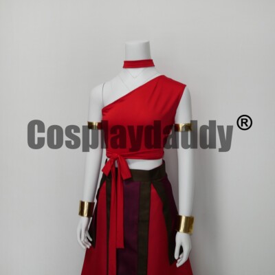 katara red dress Anime Avatar The Last Airbender Cosplay Katara Fire Nation Cosplay Costume  Red Uniform Adult Women Halloween Carnival Clothes
