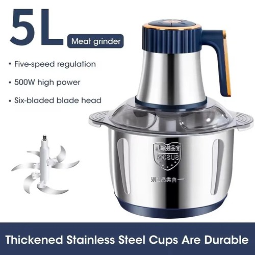 Electric Meat Grinders 5L Crusher StainlessSteel Multifunctional Vegetabl Slicer - Picture 20 of 21