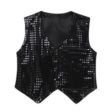 Kids Boys Costume Shiny Waistcoat Sequin Waistcoat Outfits Choir Dancewear Party