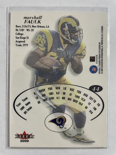Marshal Faulk 2000 Fleer EX Football Card # 44 - Picture 2 of 2