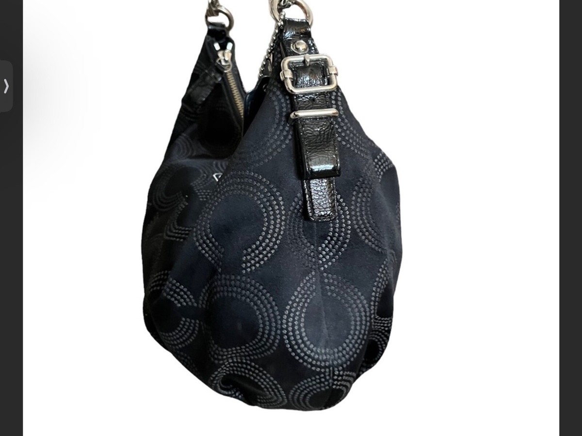 Coach Parker Signature Optic canvas Link Chain Black/Gray Handbag