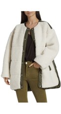 Frame Oversized Sherpa Shearling Like White Jacket Size M