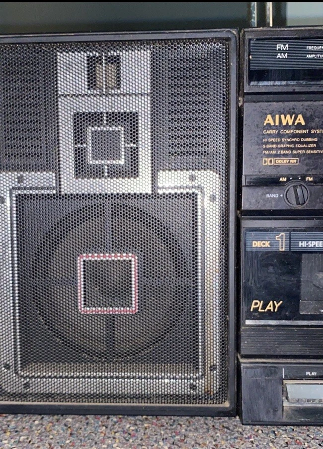 Alto-falante boombox vintage Aiwa CA-W75U deck cassete duplo - Imagem 3 de 4