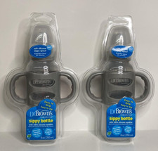 2PK Dr Browns Sippy Bottle 6M 8 OZ EA Gray NEW SEALED FREE SHIPPING