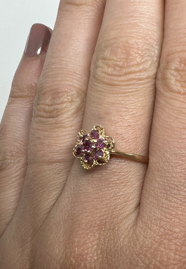 9ct Gold Ruby Ring Yellow Gold Ruby Ring Ruby Flo… - image 17