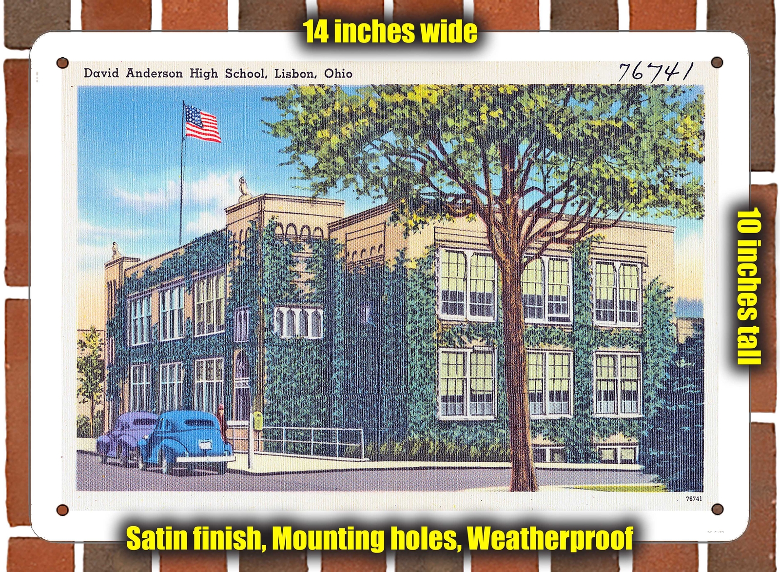 METAL SIGN Ohio Postcard David Anderson High School Lisbon Ohio Metal sign ohio postcard david anderson high school lisbon ohio
