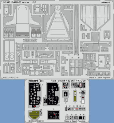 Eduard 1/32 Republic P-47D-20 Interior Detail Set Detail Set for Trumpeter kits
