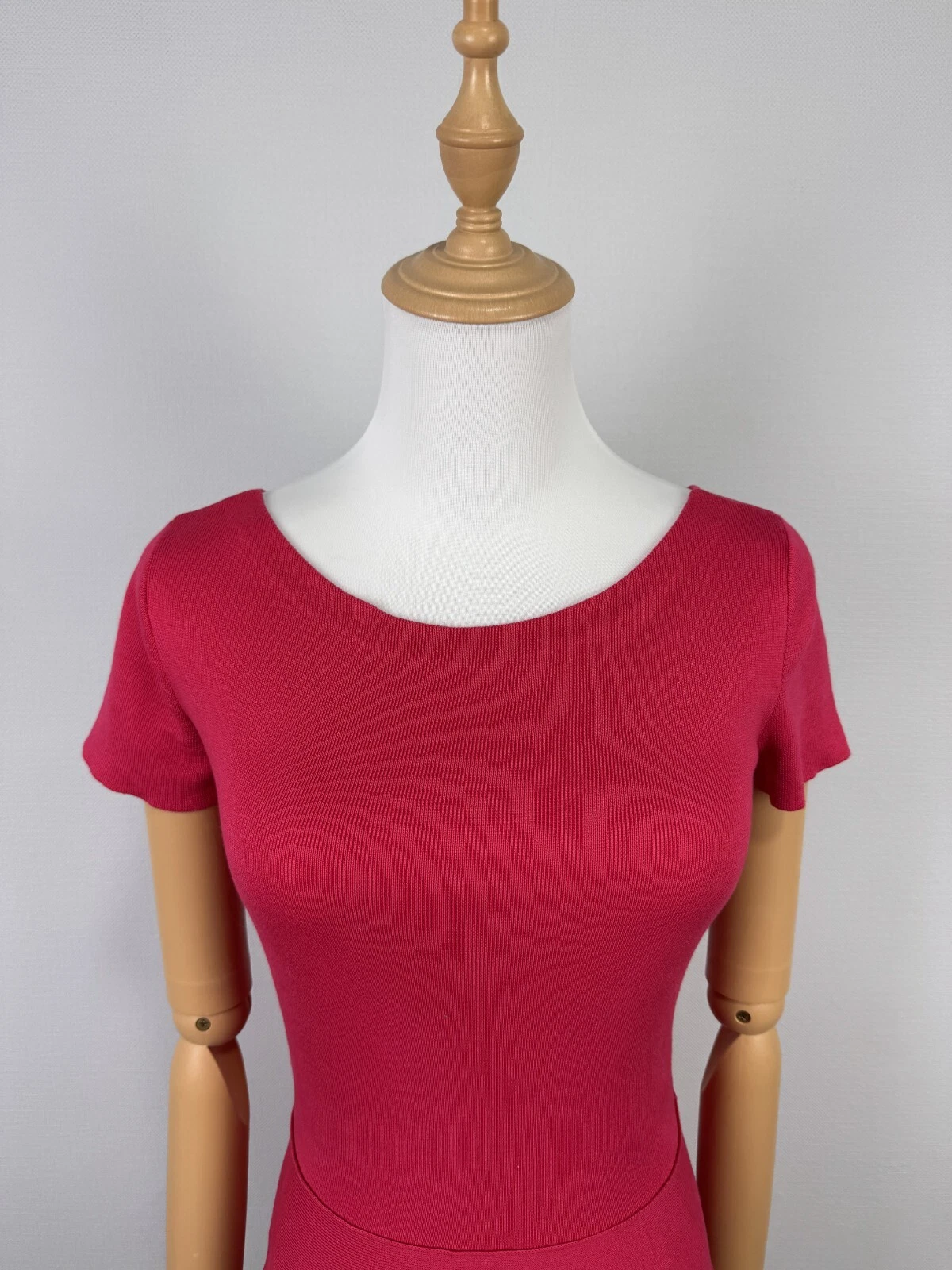 Abito ROSSO VALENTINO rosa eleganza girocollo manica corta maglia schiena aperta tg XS