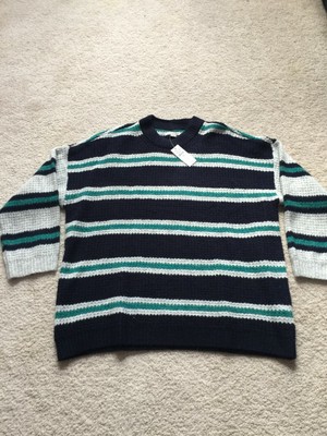 ae striped crew neck oversized sweater