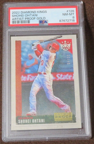 G1008 2022 DIAMOND KINGS SHOHEI OHTANI #126 ARTIST PROOF GOLD 2/49 PSA 8