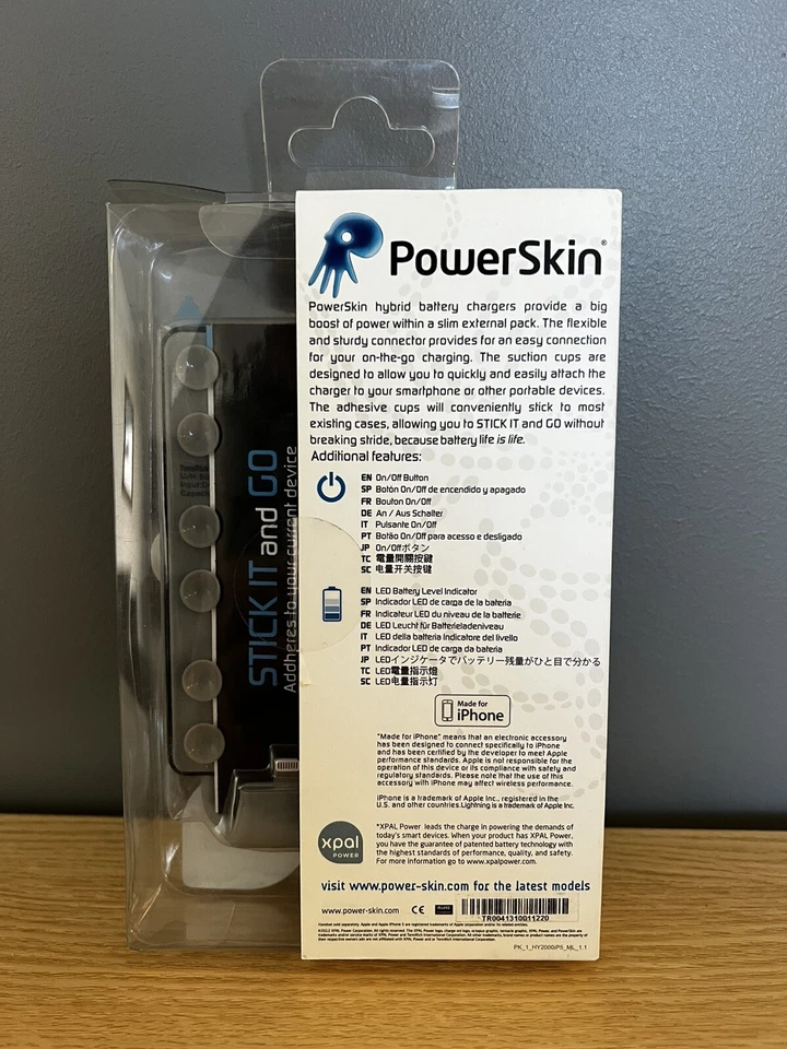 Nuevo Cargador BATERÍA HÍBRIDA POWERSKIN 2000mAh Negro Para iPhone 5/SE, 6, 7, 8. Foto 2 de 2