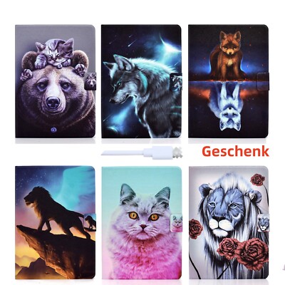 Leder Malerei Klapp Hülle Case Cover Etui Tasche Für Apple iPad Modelle Schnalle