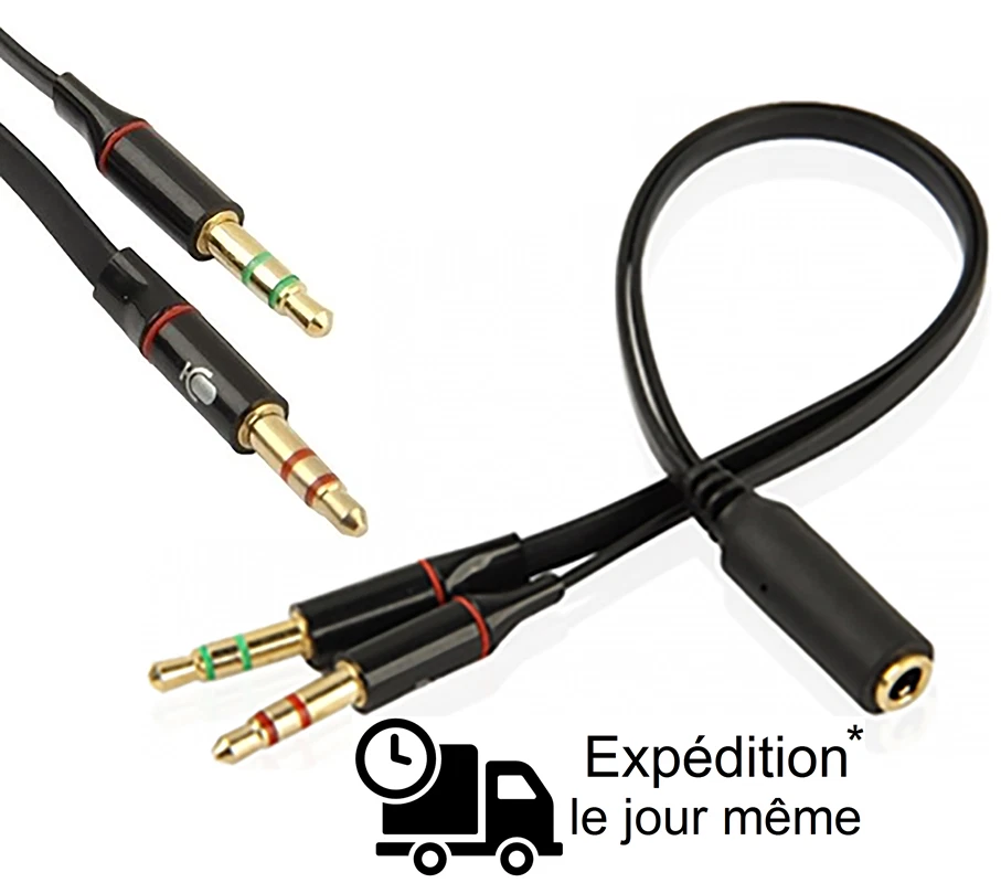 3,5 mm Y Splitter 2 Jack mâle à 1 femelle casque micro adaptateur audio câble - Photo 4/4